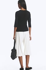 Black - Fitted Three-Quarter Sleeve Top - 2