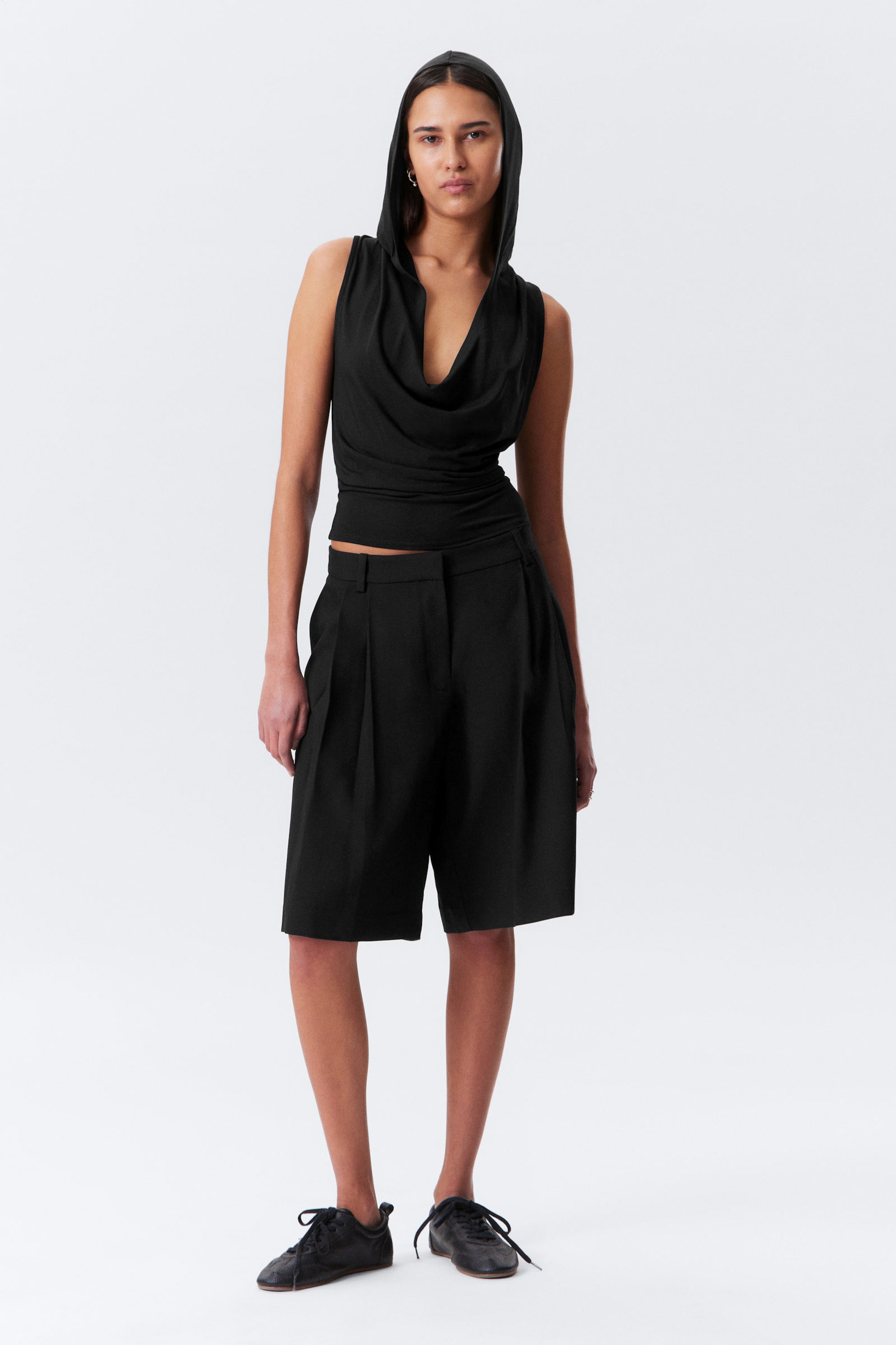 #272627 - Draped Hooded Sleeveless Lyocell Top - 2
