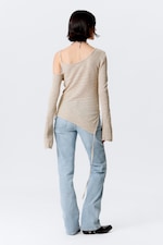 Light Mole - Asymmetric Tie-Shoulder Knitted Sweater - 3