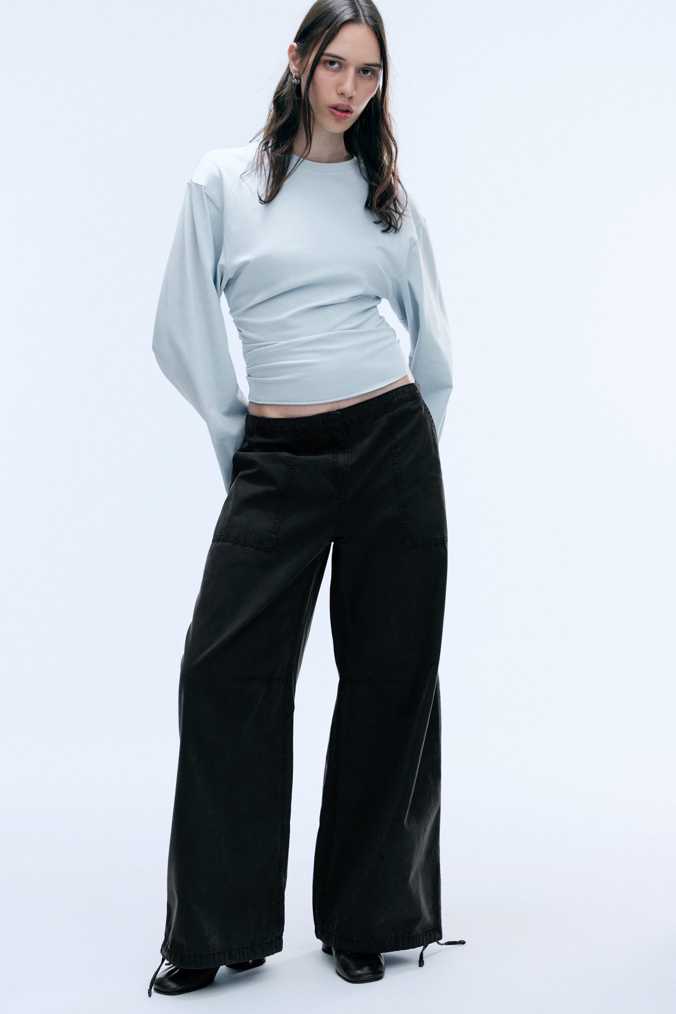 Dark Grey - Drawstring balloon trousers - 1