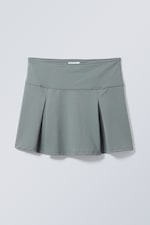 Grey - Pleated Mini Skirt - 0