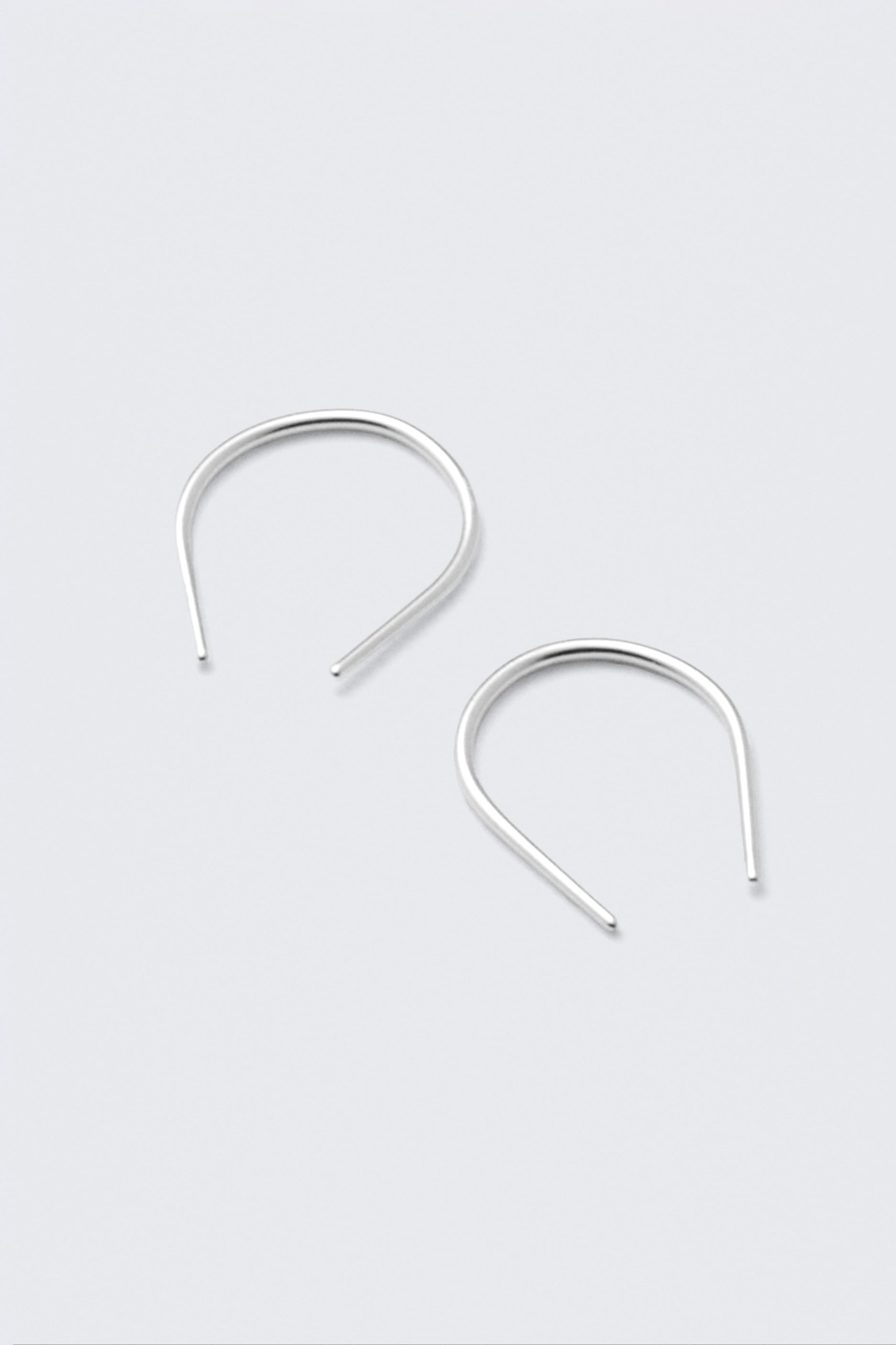 Silver - Silver-Plated Open-End  Hoop Earrings - 2