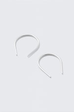 Silver - Silver-Plated Open-End  Hoop Earrings - 1
