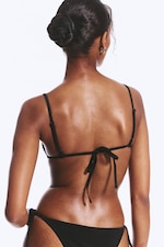Black - Square Neck Strappy Bikini Top - 2