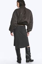 Dark Grey Melange - Mid-Rise Flared Midi Skirt - 3