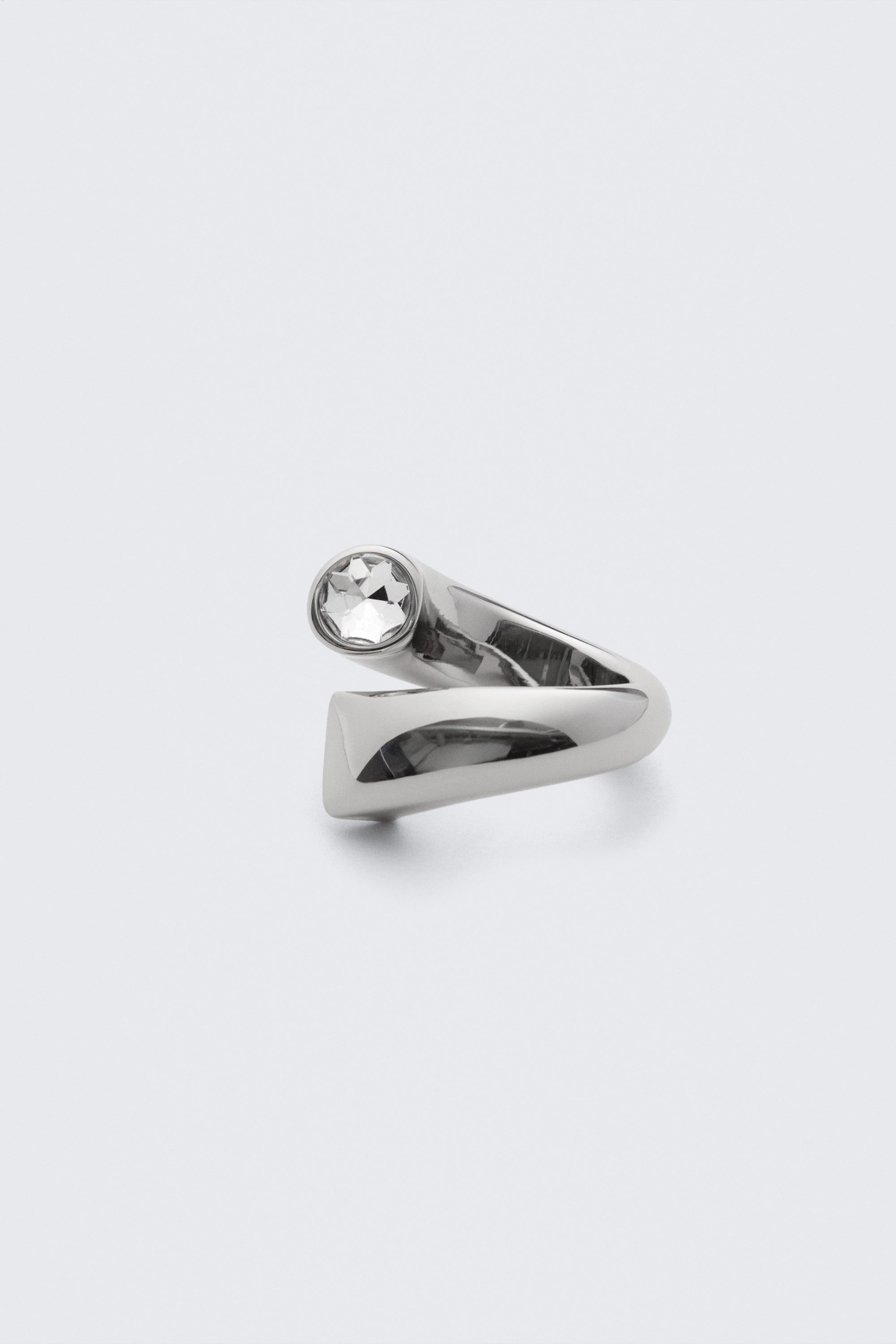 Silver - Öppen ring med strass - 1