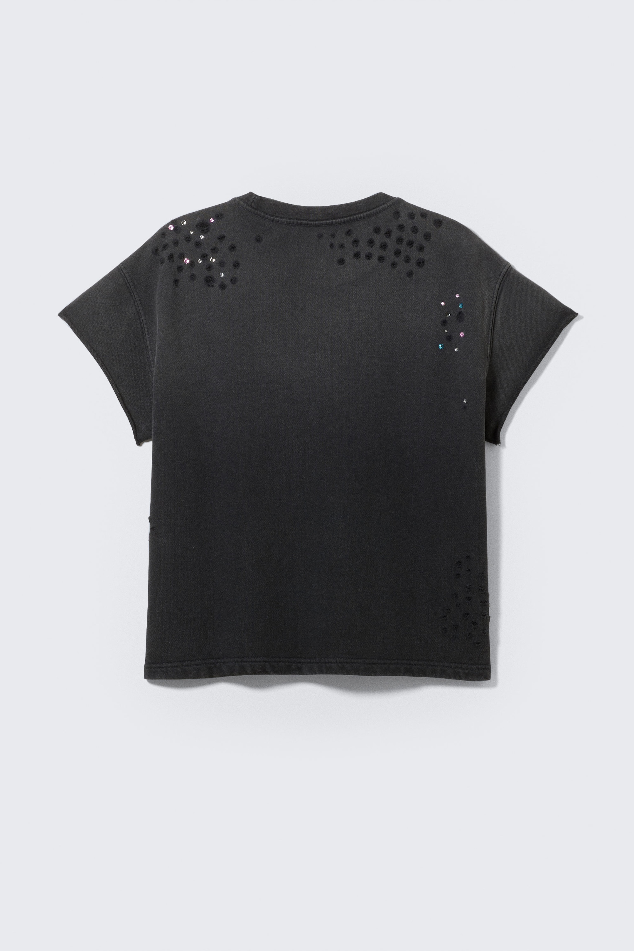 Falmet svart - CM x LB boxy unisex t-skjorte med krystaller - 2