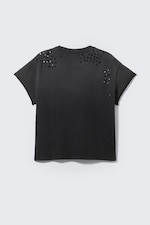 Falmet svart - CM x LB boxy unisex t-skjorte med krystaller - 4