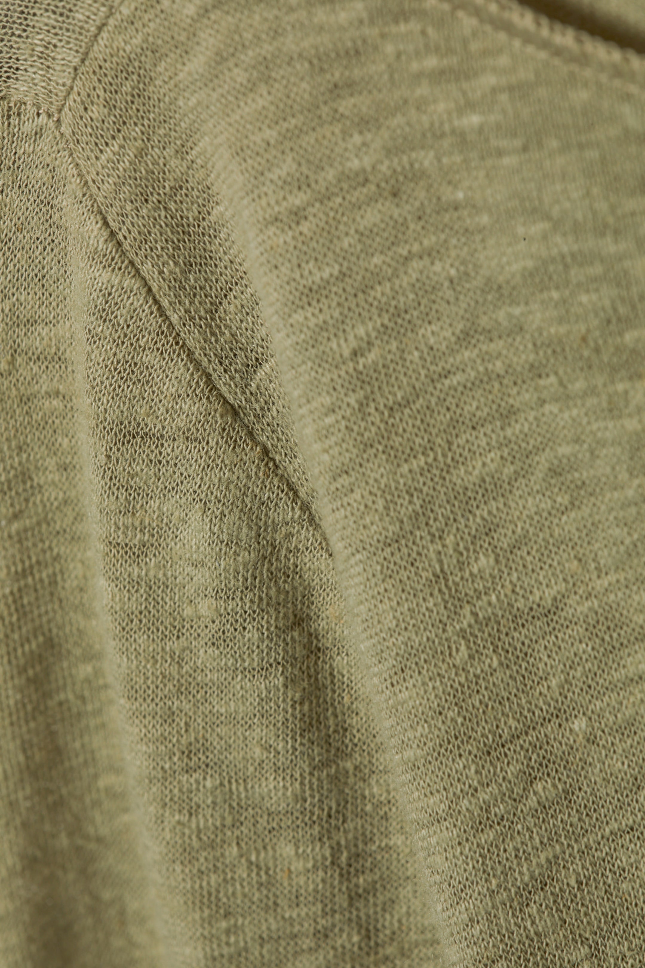 Light Khaki Green - Linen Blend Long Sleeve Top - 2