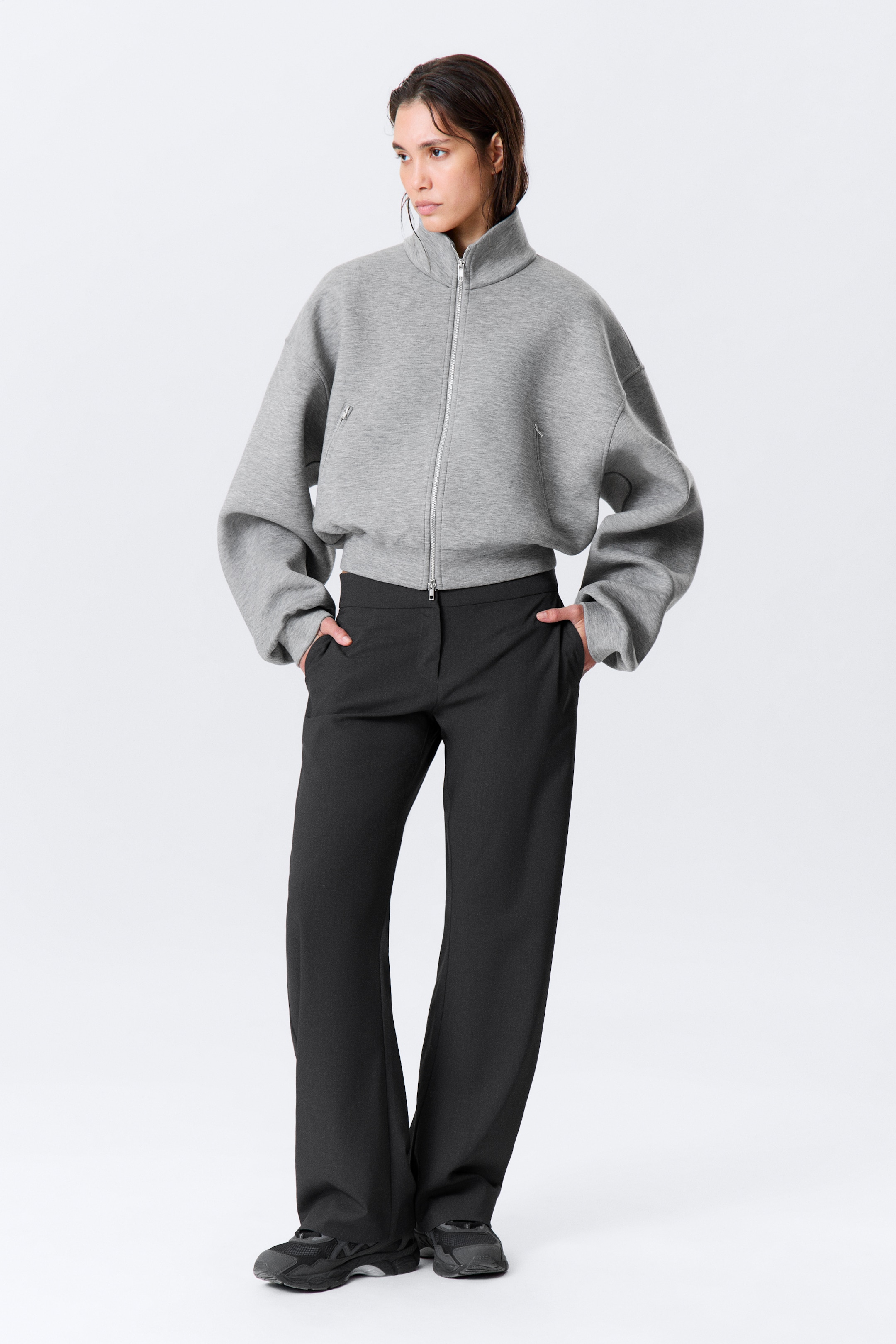 Nagyobb kép megtekintése: OVERSIZED SCUBA CIPZÁROS DZSEKI - Szürke melange - NŐI | H&M HU 2