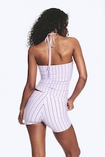 Striped Lilac - Halterneck Bandeau Top - 2