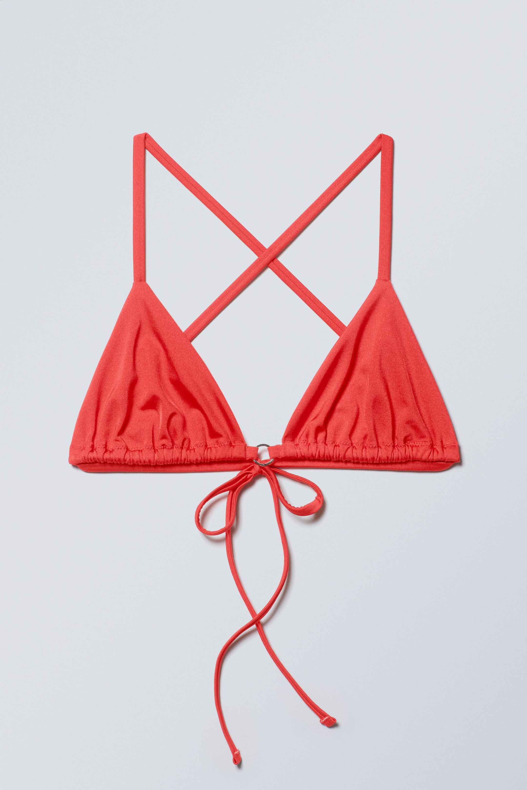 Red Shimmer - Tie Triangle Bikini Top - 0