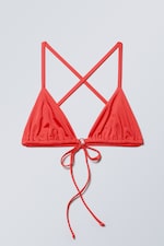 Red Shimmer - Tie Triangle Bikini Top - 0