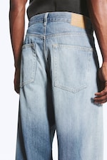 Saddle Blue - Mellanblå - Astro Mid Waist Loose Baggy Unisex Jeans - 4