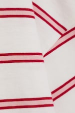White - Pink/Red Stripes - Long-Sleeved Cotton T-shirt - 1