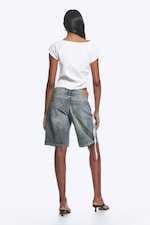 Vit - Rynkad Kortärmad Topp - 2