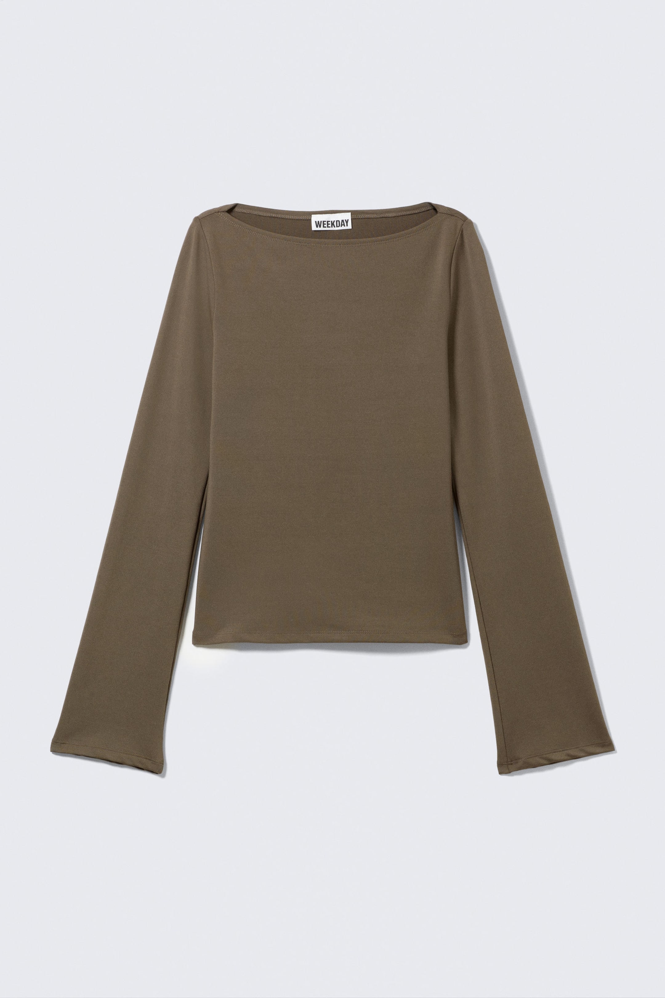 Dunkles Graubraun - Langarmshirt mit U-Boot-Ausschnitt Annie - 4