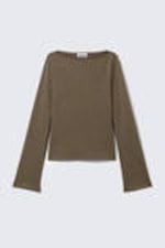 Dunkles Graubraun - Langarmshirt mit U-Boot-Ausschnitt Annie - 4