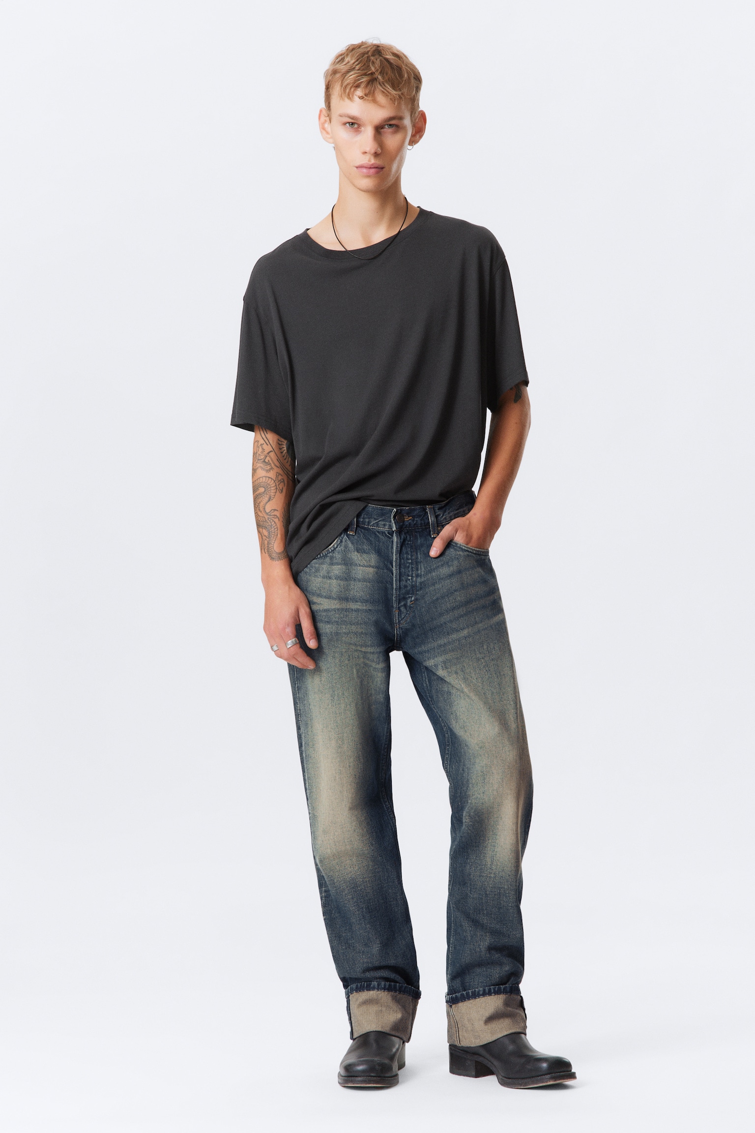 Orbit Mid Waist Regular Fold-Up Jeans - Baltic Blue - Mörkblå - 4