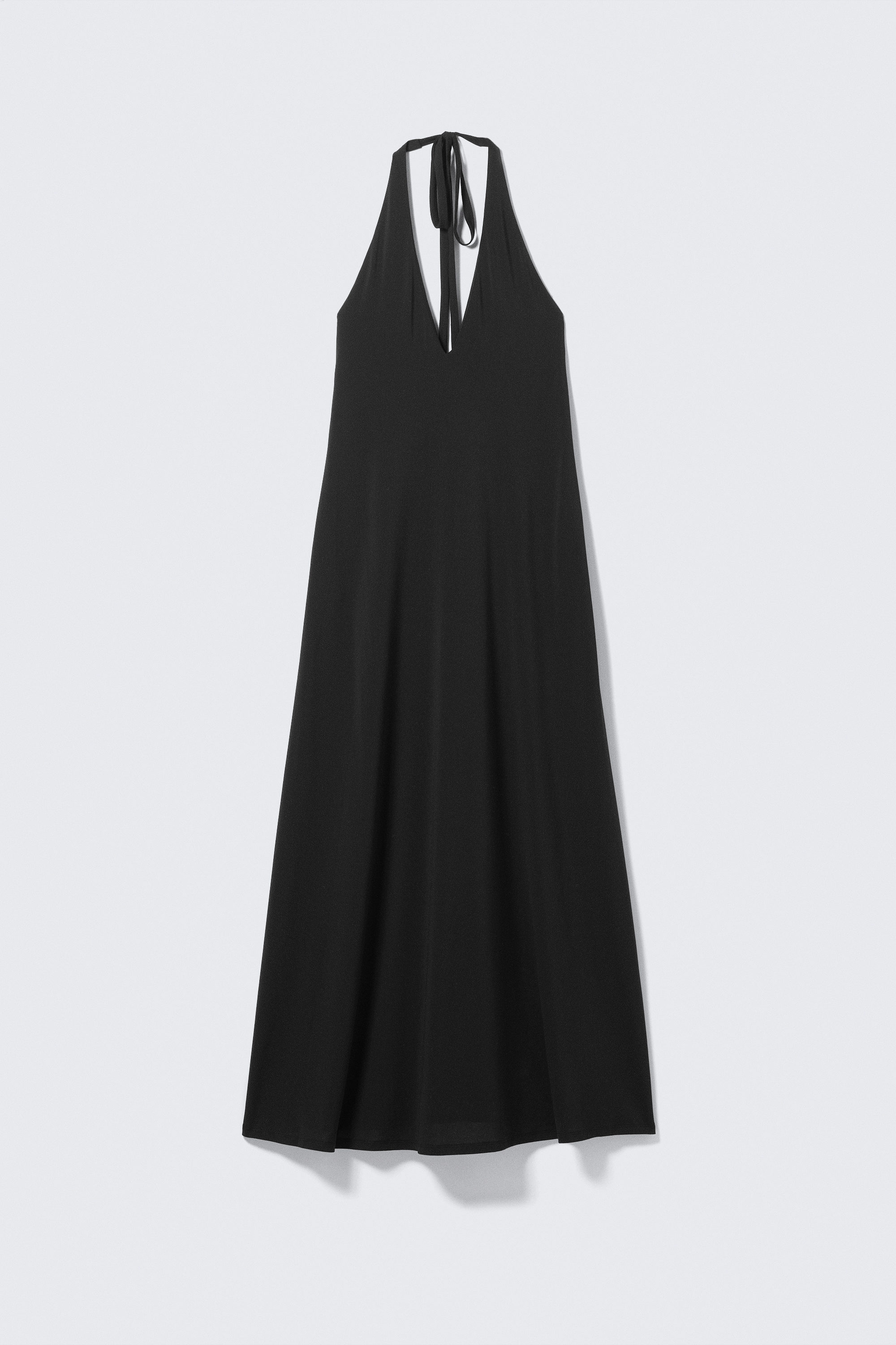 Black - Sleeveless Halterneck Maxi Dress - 3
