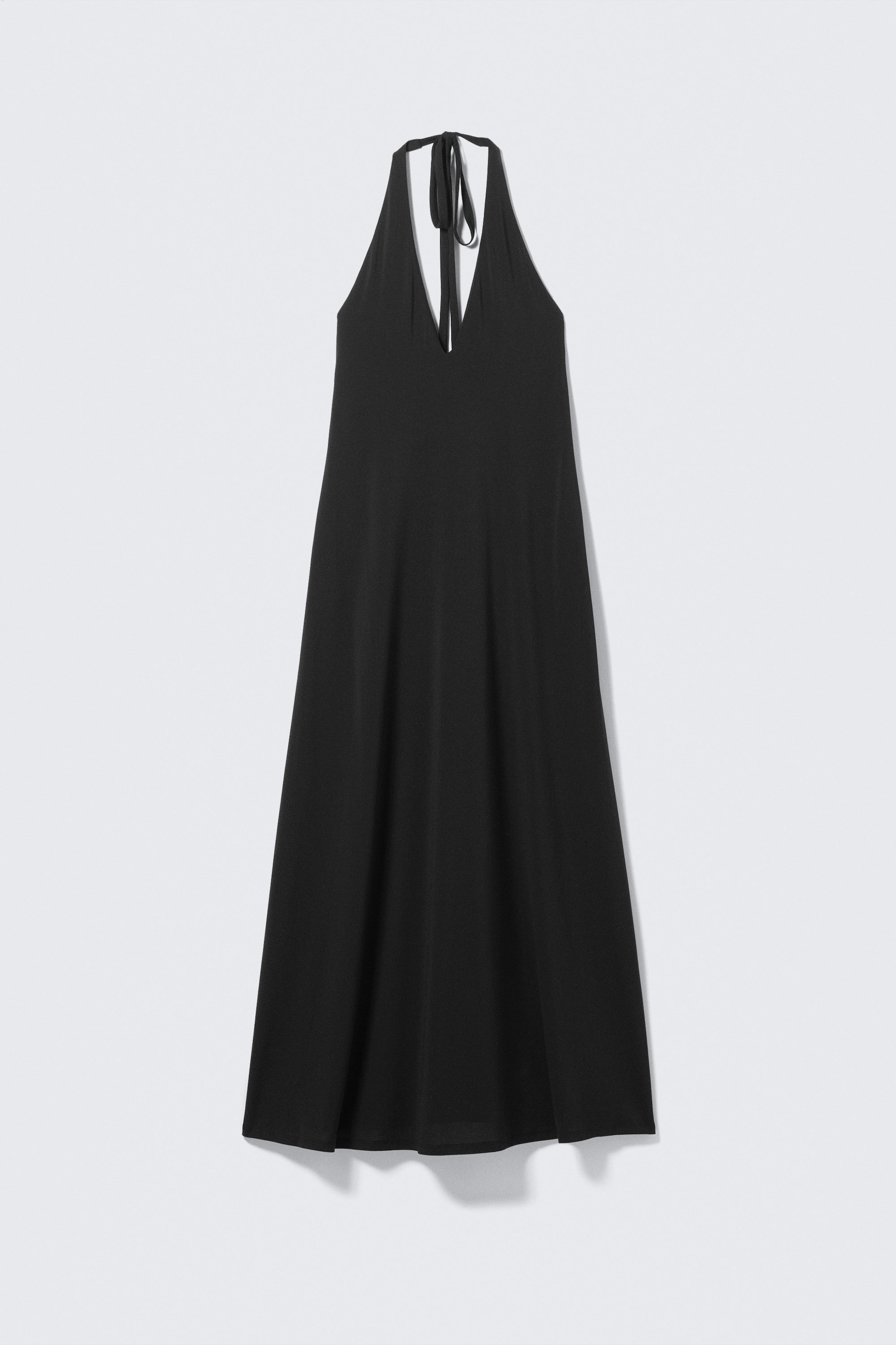 Black - Sleeveless Halterneck Maxi Dress - 1