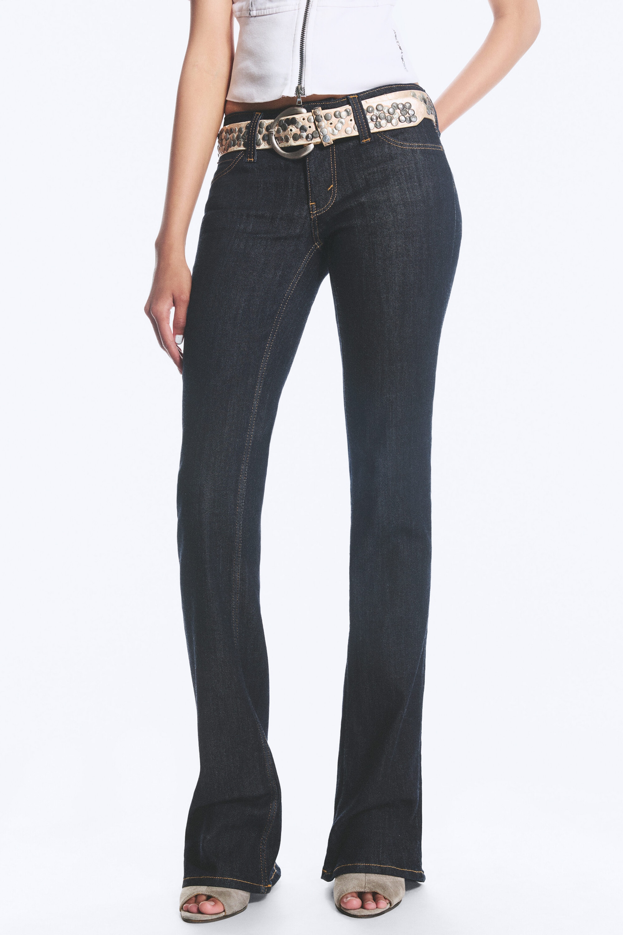 Blue Rinse – Bleu foncé - Jean bootcut skinny taille basse Booty Bei - 2