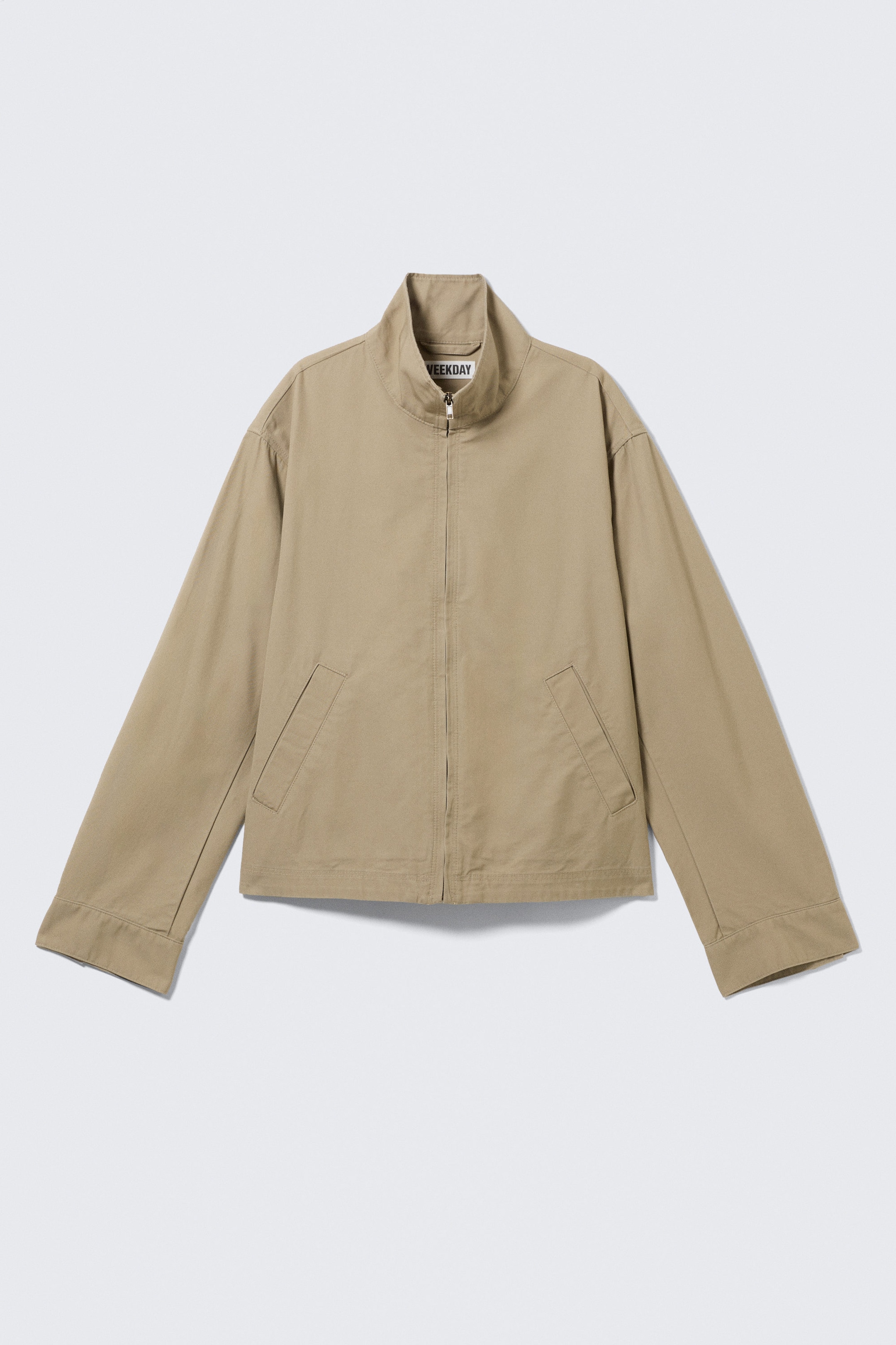 Beige - Veste décontractée en coton à col cheminée - 5