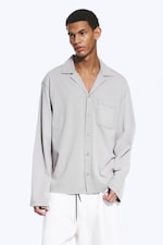 Helles Staubgrau - Baumwoll-Pyjamahemd - 0