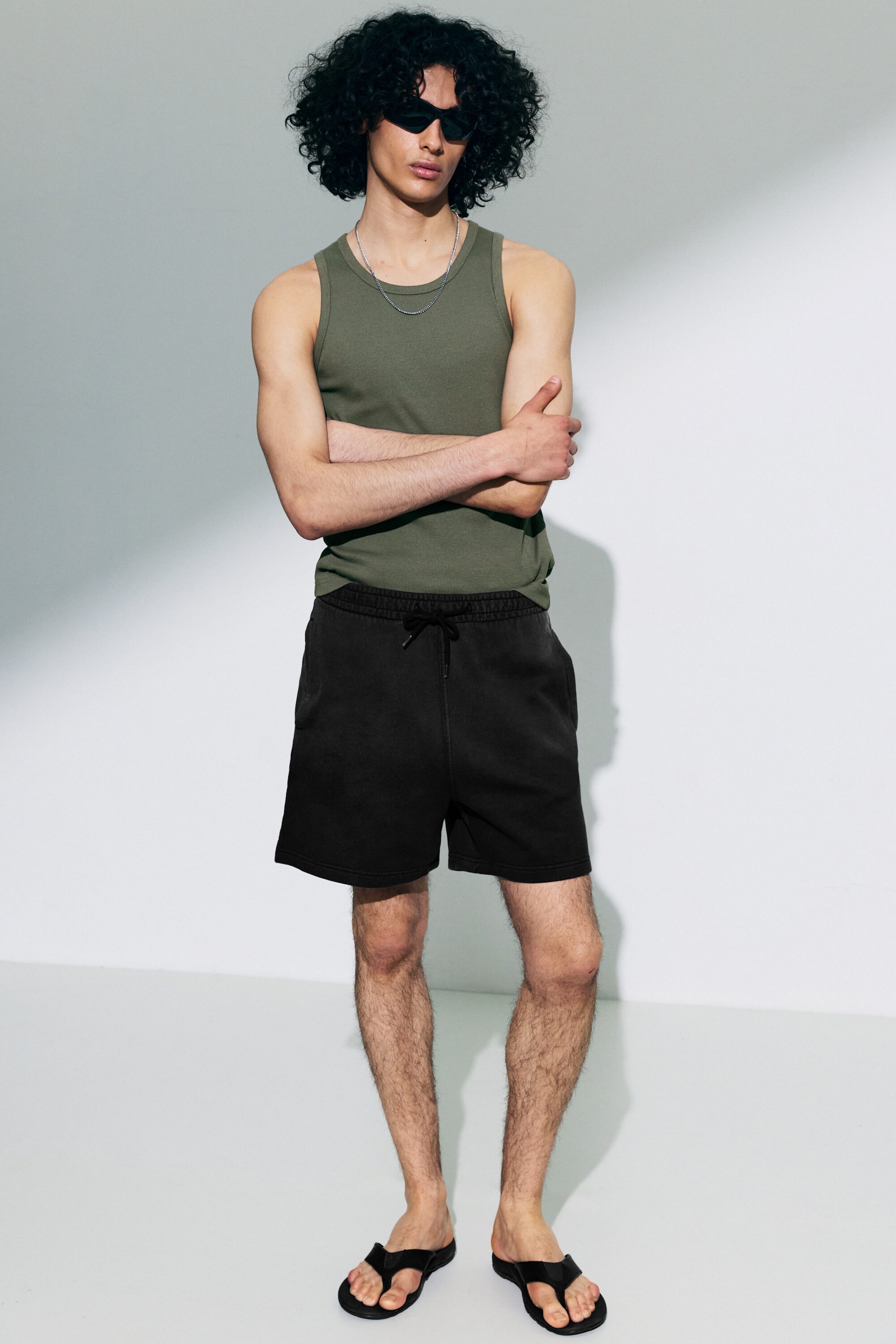 Svart - Avslappnade Jerseyshorts - 1