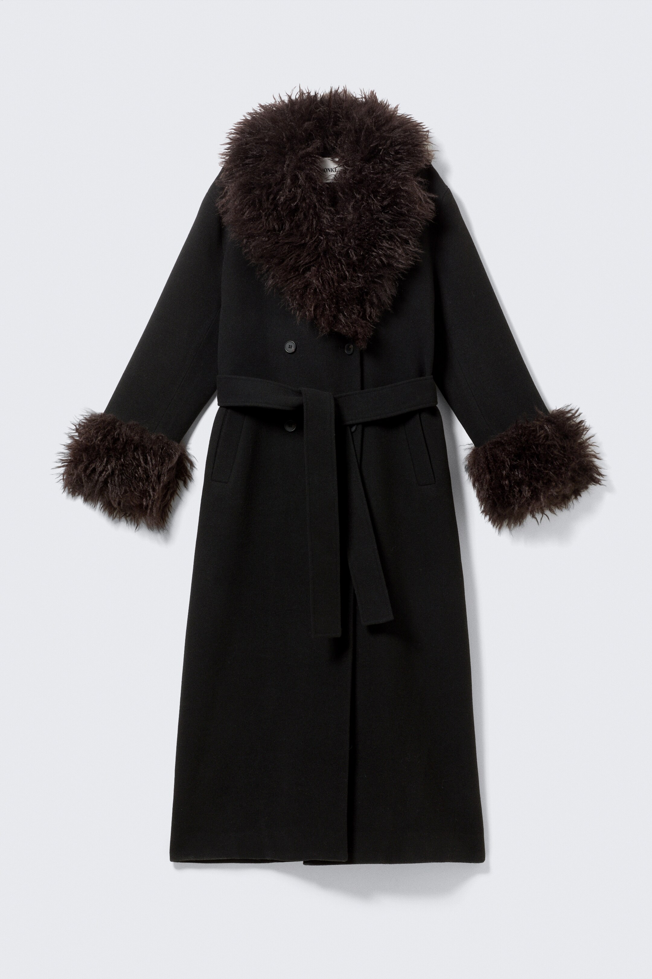 View larger image: Long Oversized Coat with Faux-Fur Trims - Black - Brown Faux Fur - Ladies | H&M GB 7