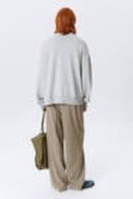 Light Dusty Blue - Knitted Oversized Boxy Cotton Sweater - 3