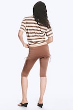 Dusty Brown - Ruched Regular Capri Pants - 3