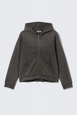 Dark Grey - Shrunken Distressed Zip Hoodie - 3