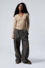 Beige - Gestructureerd vest met rits - 1