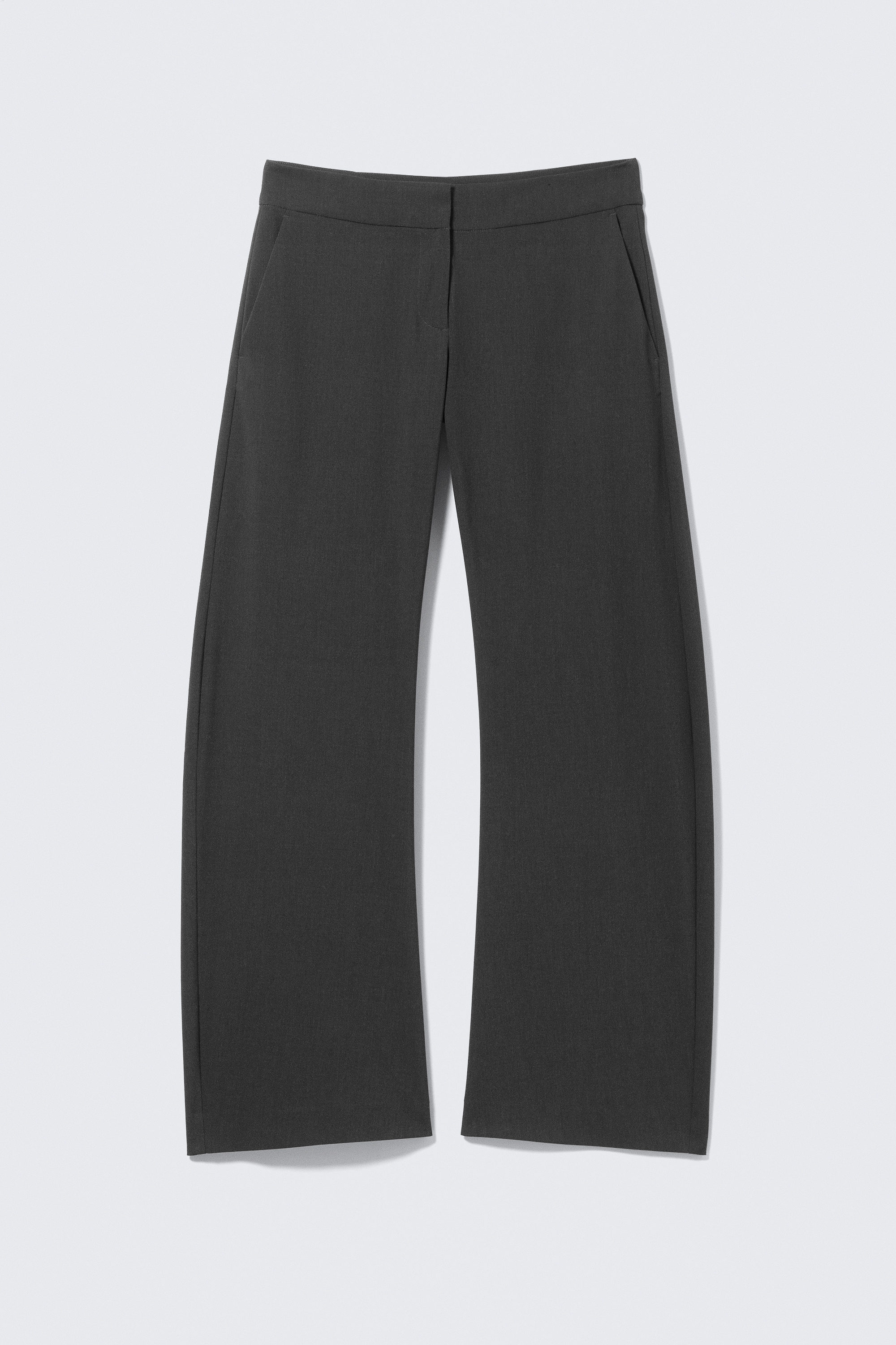 Dark Grey Melange - Low-Rise Loose Cocoon Suiting Trousers - 2