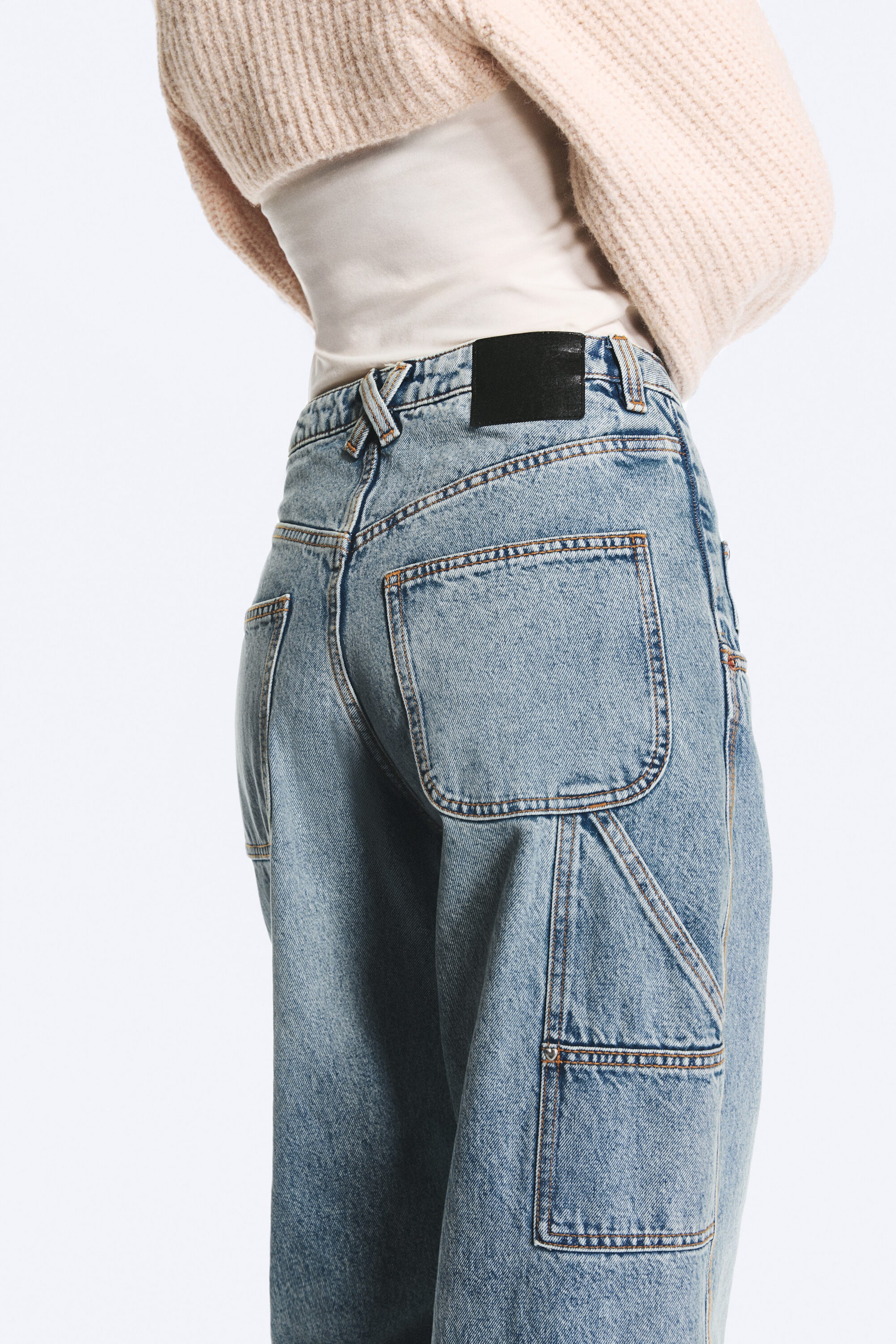 Hypnos Blue - Mellomblå - Barrel workwear-jeans med avrundet midje - 3
