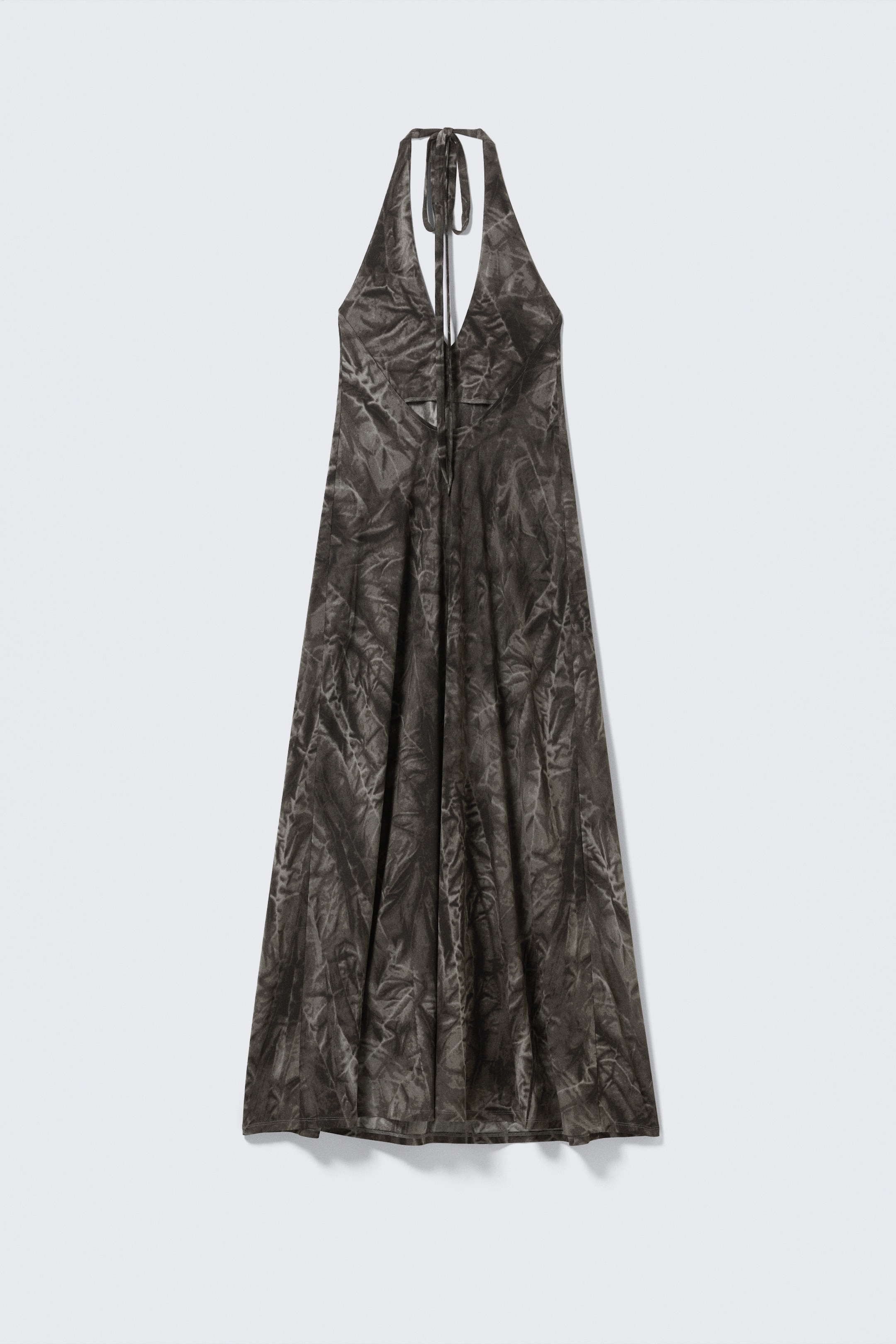 Grösseres Bild ansehen: Ärmelloses Neckholder-Maxikleid - Dunkelgrau - Knitter-Print - DAMEN | H&M CH 4
