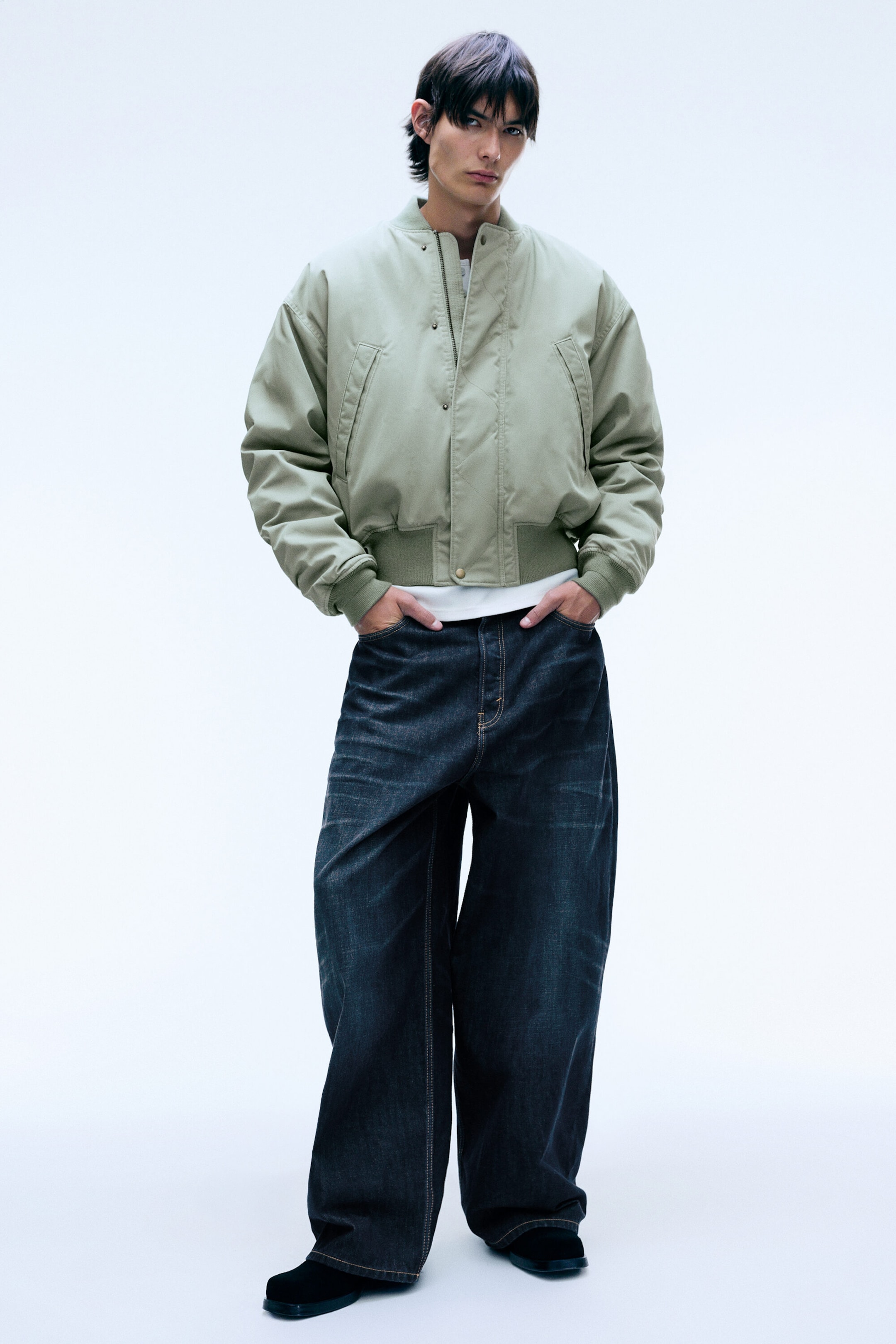 Dusty Khaki Green - Relaxed bomber jacket - 2