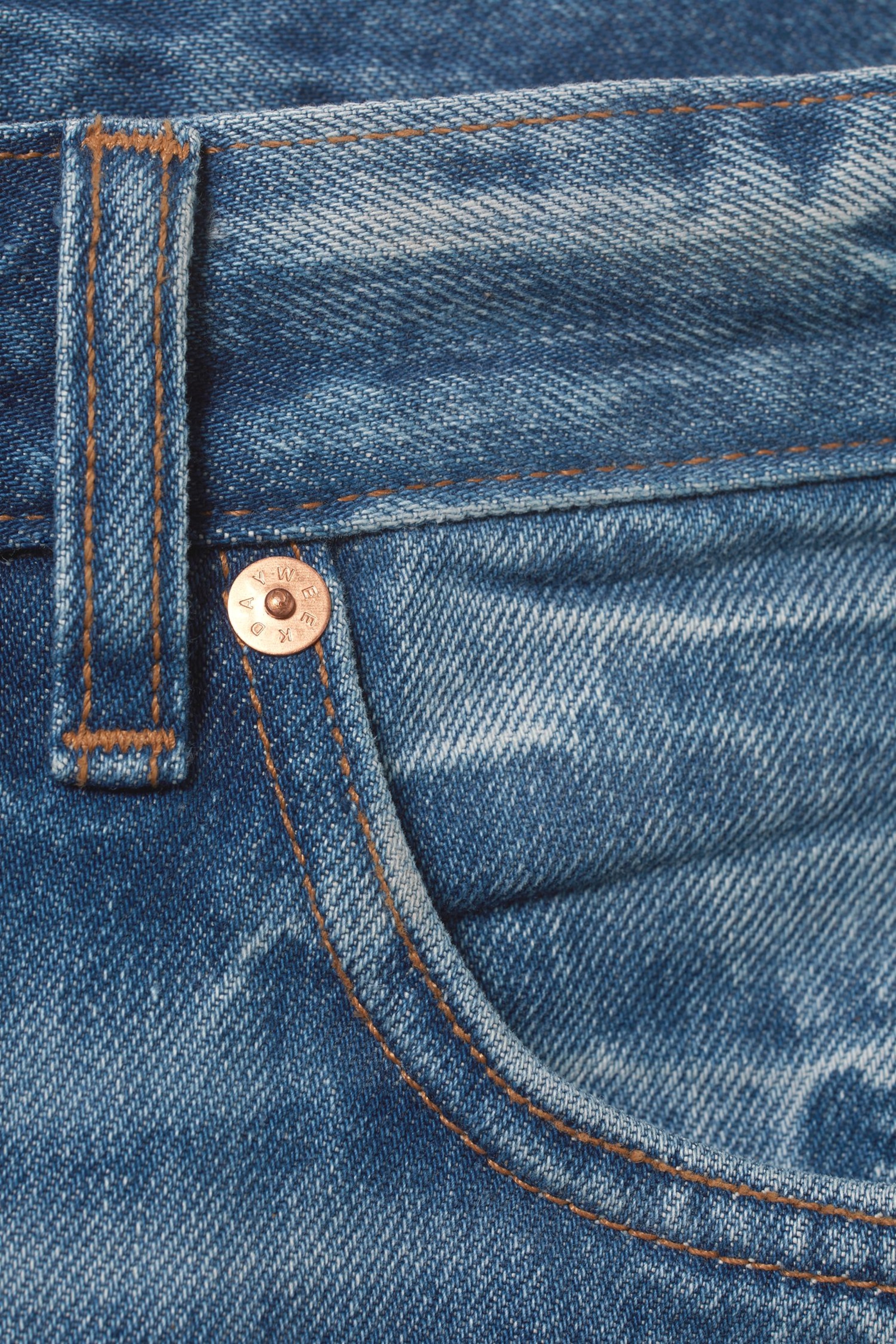 Blå - Space Mid Waist Relaxed Straight Jeans - 1