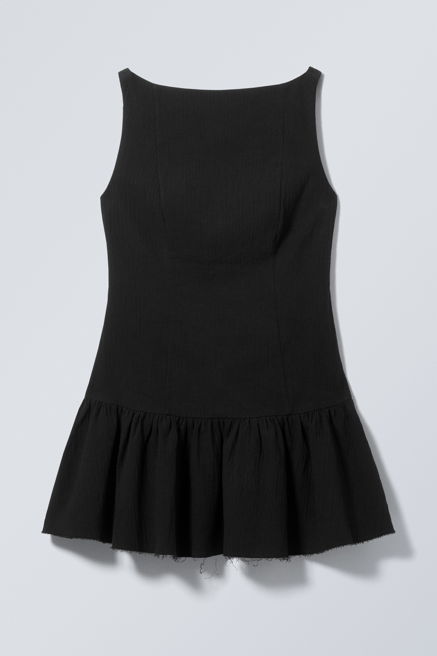 Sleeveless Twill Mini Dress - Black/White