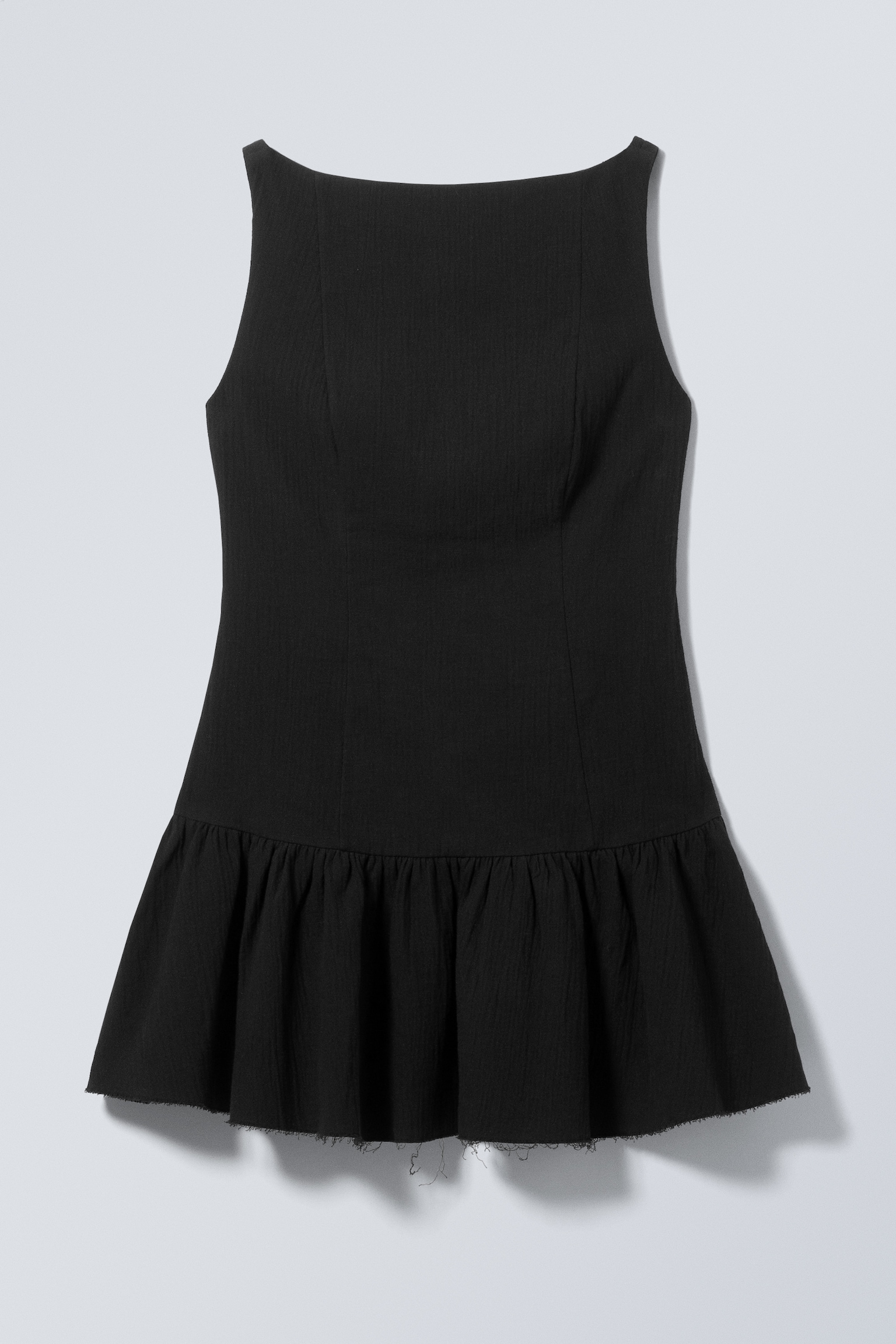 Sleeveless Twill Mini Dress - Black/White