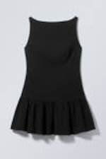 Schwarz - Ärmelloses Twill-Minikleid - 4