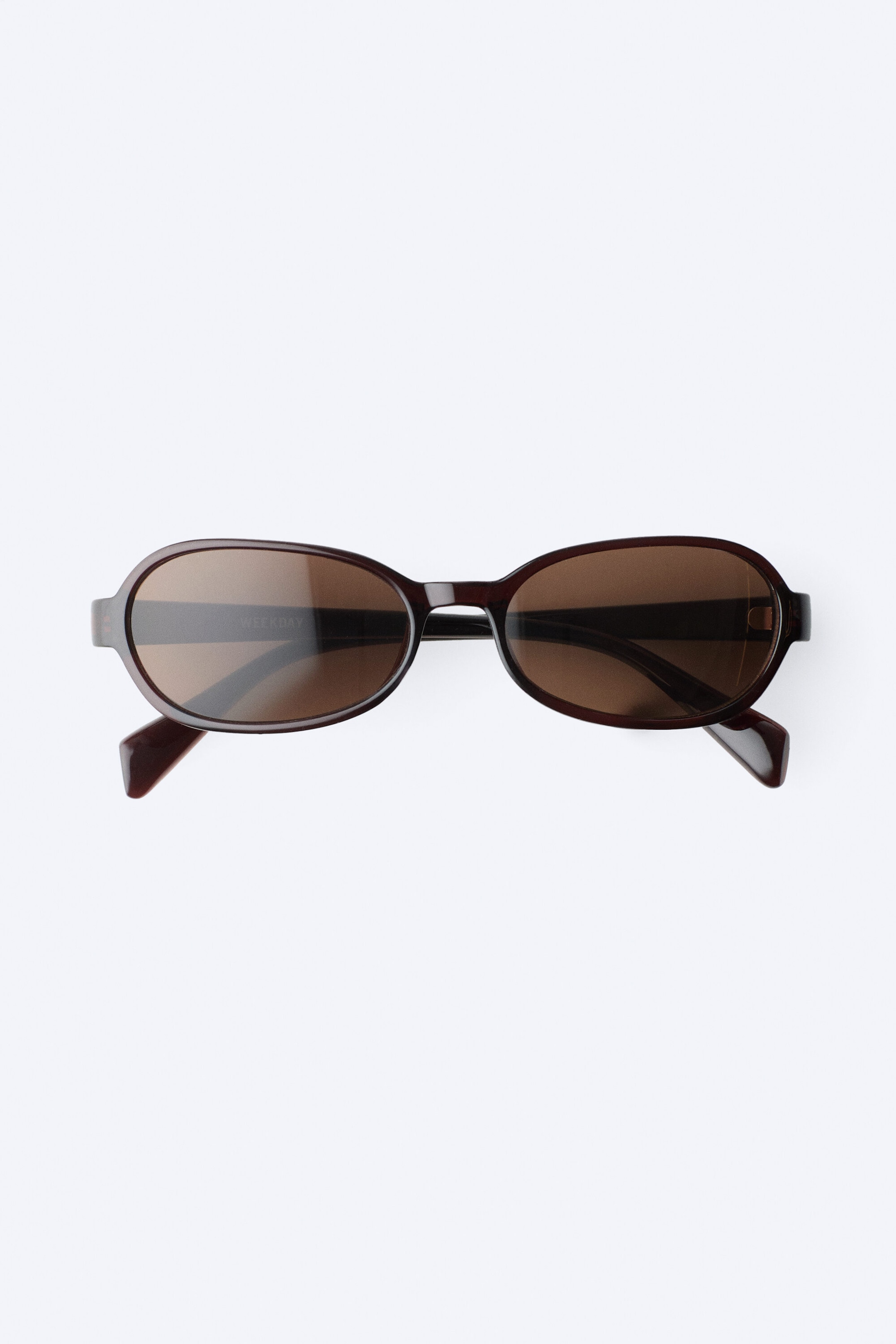 Dark Brown - Brown Lenses - Thin Oval Frame Sunglasses - 2