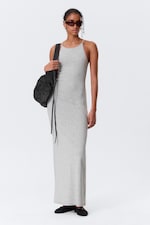 Grey Melange - Racerback Jersey Maxi Dress - 0