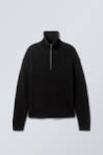 Black - Wool-Blend Half-Zip Turtleneck Sweater - 0