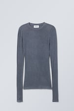 Dusty Blue - Soft Sheer Long Sleeve Top - 0