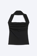 Schwarz - Neckholder-Top mit quadratischem Ausschnitt - 3
