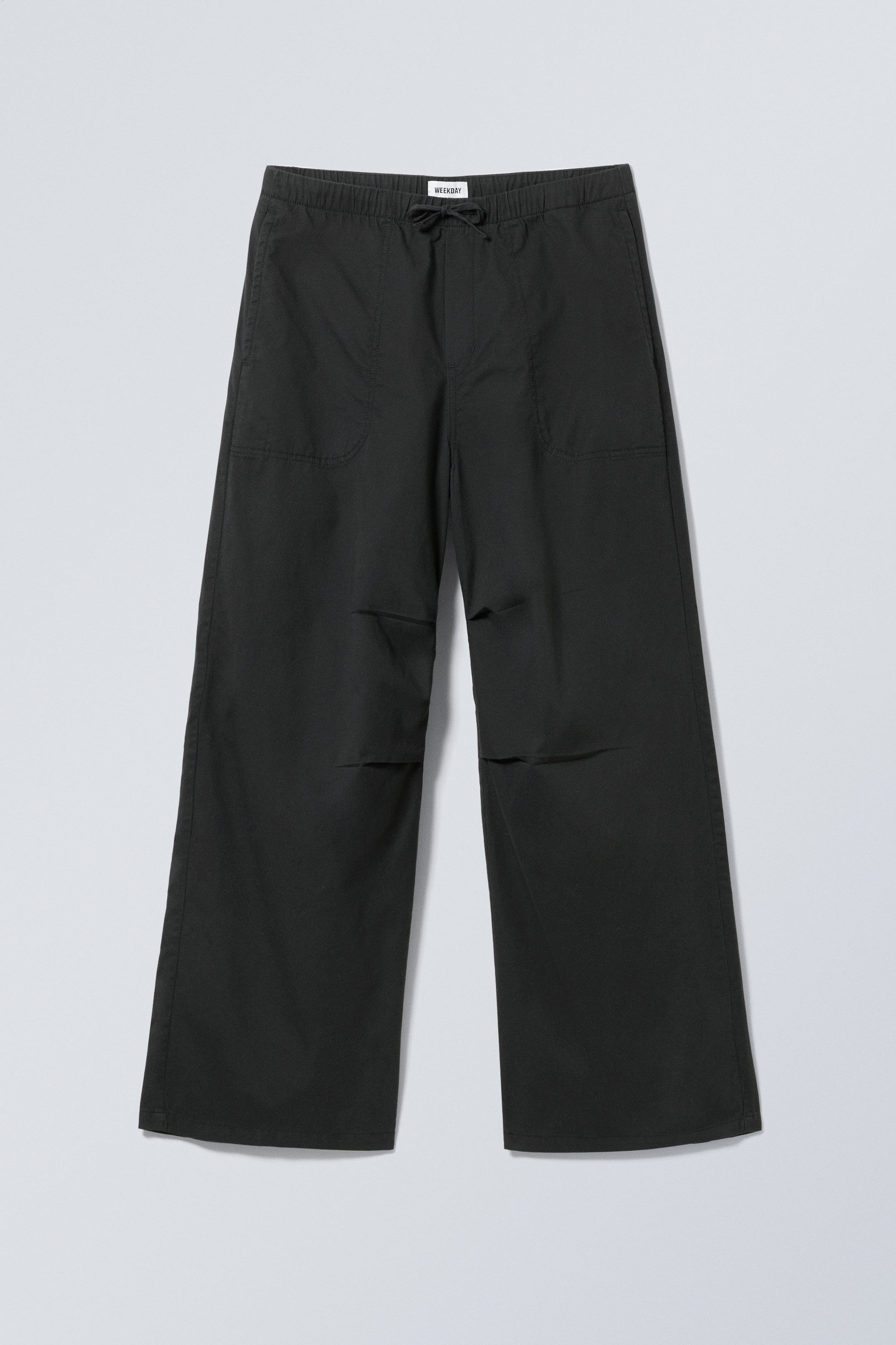 Mörkgrå - Raka lösa byxor i twill - 0