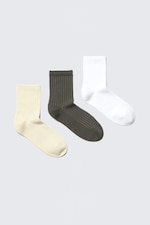 Yellow/Grey/White - 3-pack Bella Short Sock - 0