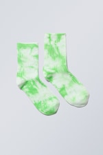 White & green - Bella Short Tie-dye Socks - 0